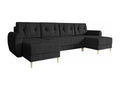 Canapé d'angle Homelumiere 140 Noir Fonction de couchage Boîte de literie 307x139x95cm