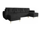 Canapé d'angle Homelumiere 140 Noir Fonction de couchage Boîte de literie 307x139x95cm