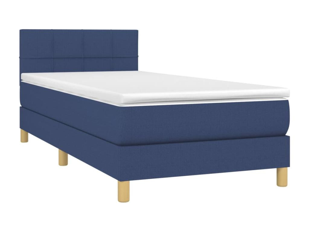 Sommier tapissier avec matelas et LED Bleu 90x190 cm Tissu