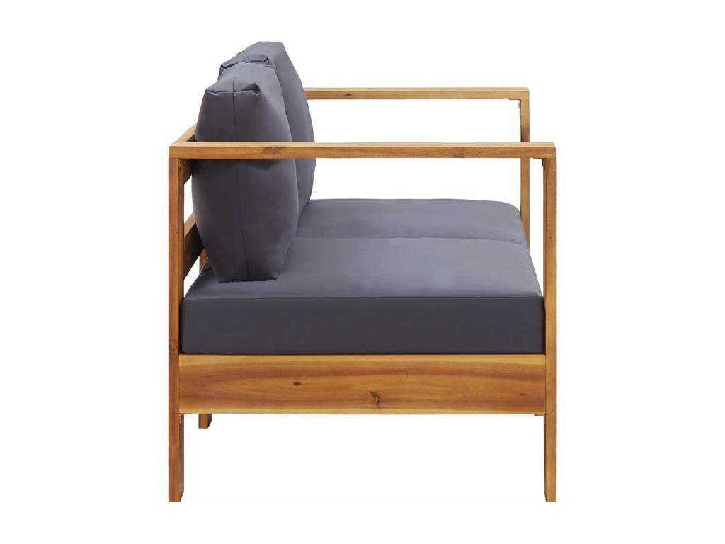 Banc de jardin avec coussins 140 cm Bois d'Homelumiere solide Gris