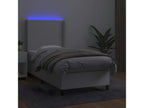 Sommier tapissier et matelas et LED Blanc 100x200 cm Similicuir
