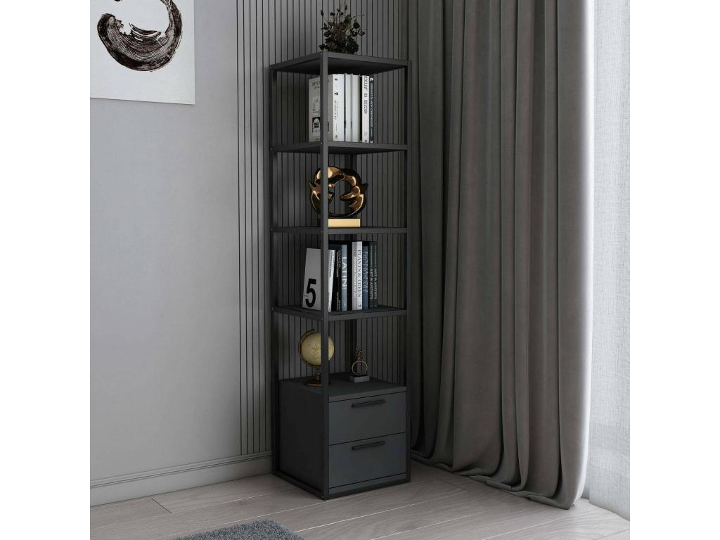 Bibliothèque Homelumiere Etagère de bureau Porte-livre mobile Librairie 39x39h169 cm Noir et Anthracite