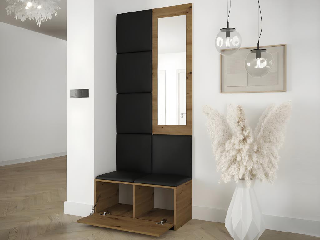 Meuble d'entrée Homelumiere 319 206x84x44cm Miroir Chêne Homelumiere - Noir À poser