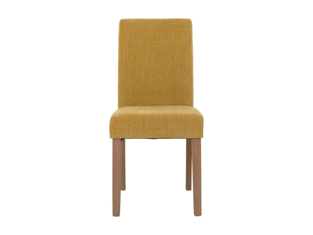 Lot de 2 chaises de salle à manger dossier haut en tissu chenille jaune pieds en bois clairs 04 0007324