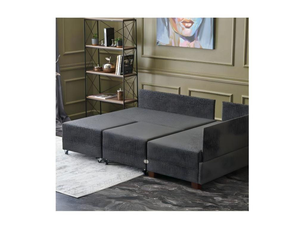 Canapé d'angle à droite modulable Homelumiere Tissu Anthracite