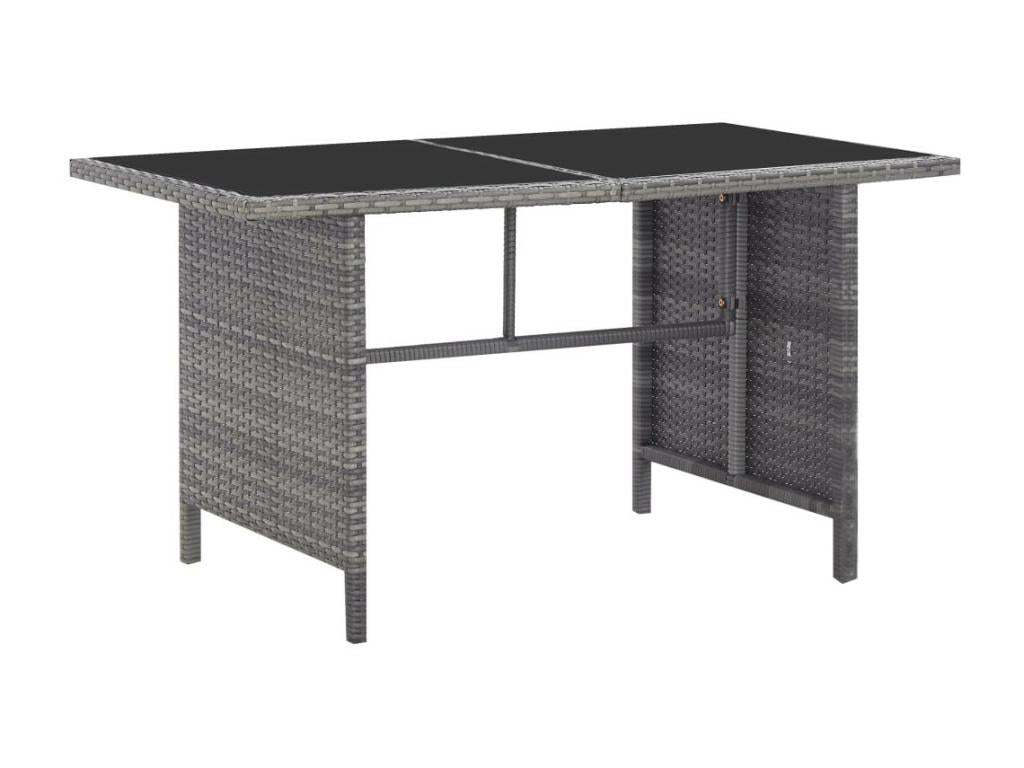 Mobilier à dîner de jardin 5pcs et coussins Résine tressée Gris