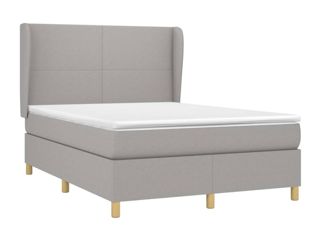Lit à sommier tapissier avec matelas Gris clair 140x200cm Tissu