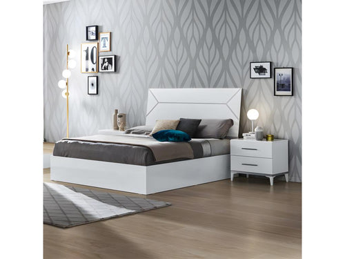 Cadre de lit Tête de lit 160x200 Blanc brillant - Homelumiere - L 167 xl 190 x H 124 cm