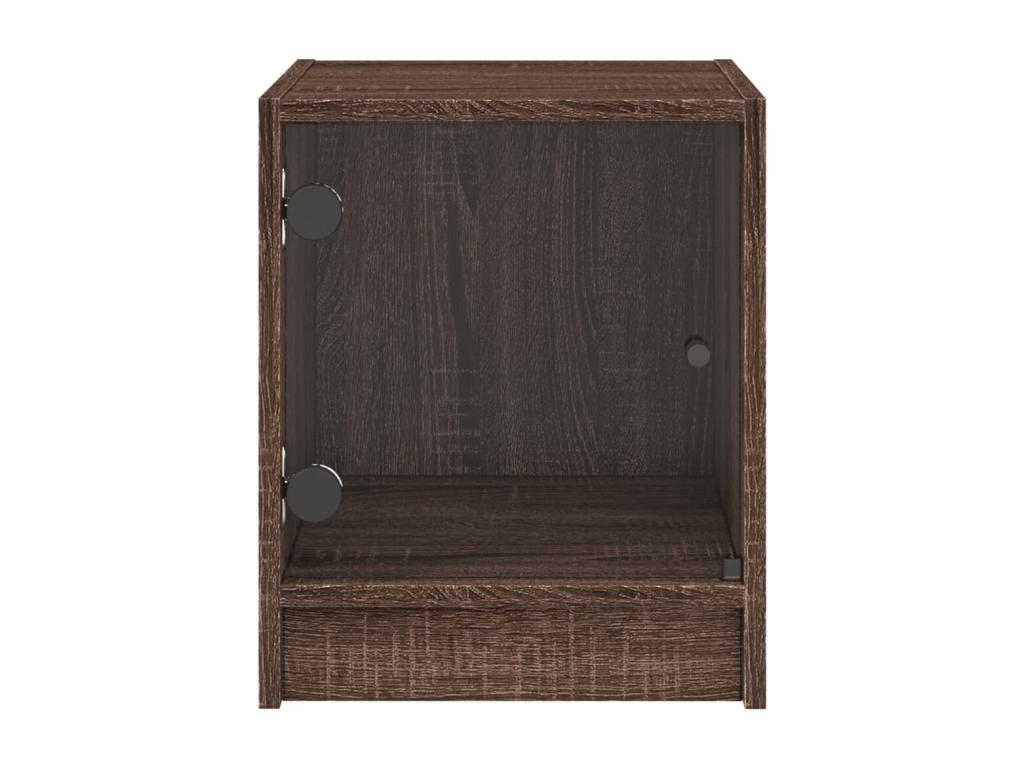 Tables de chevet et portes vitrées 2pcs chêne marron 35x37x42