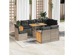 Salon de jardin avec coussins 9 pcs gris résine tressée Homelumiere