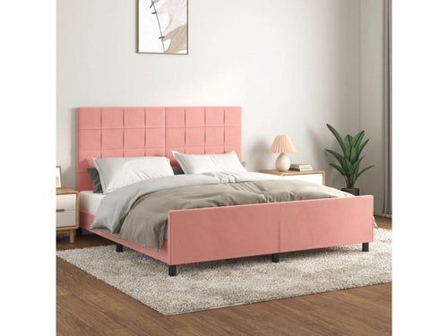 Cadre de lit avec tête de lit Rose 180x200 cm Velours
