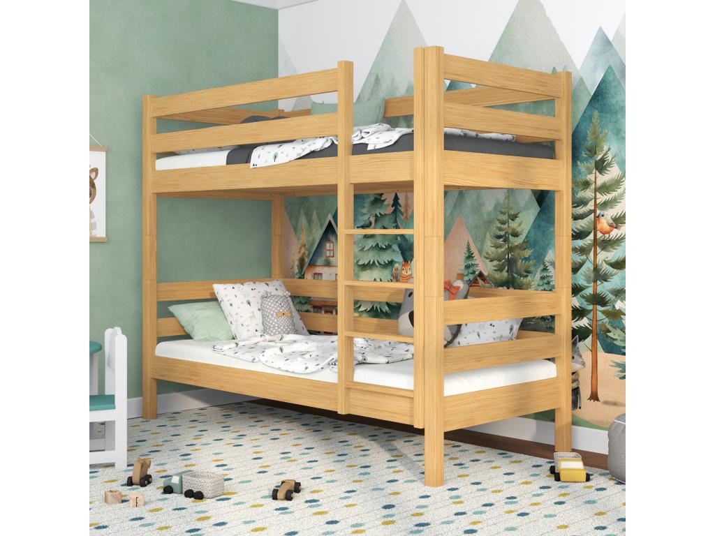 Lit superposé en bois N01 Pin Naturel 90x200