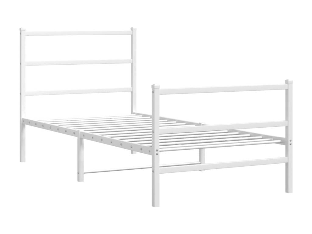 Cadre de lit métal avec tête de lit/pied de lit blanc 90x200 cm