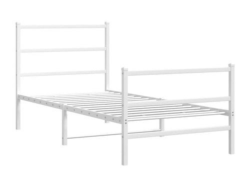 Cadre de lit métal avec tête de lit/pied de lit blanc 90x200 cm