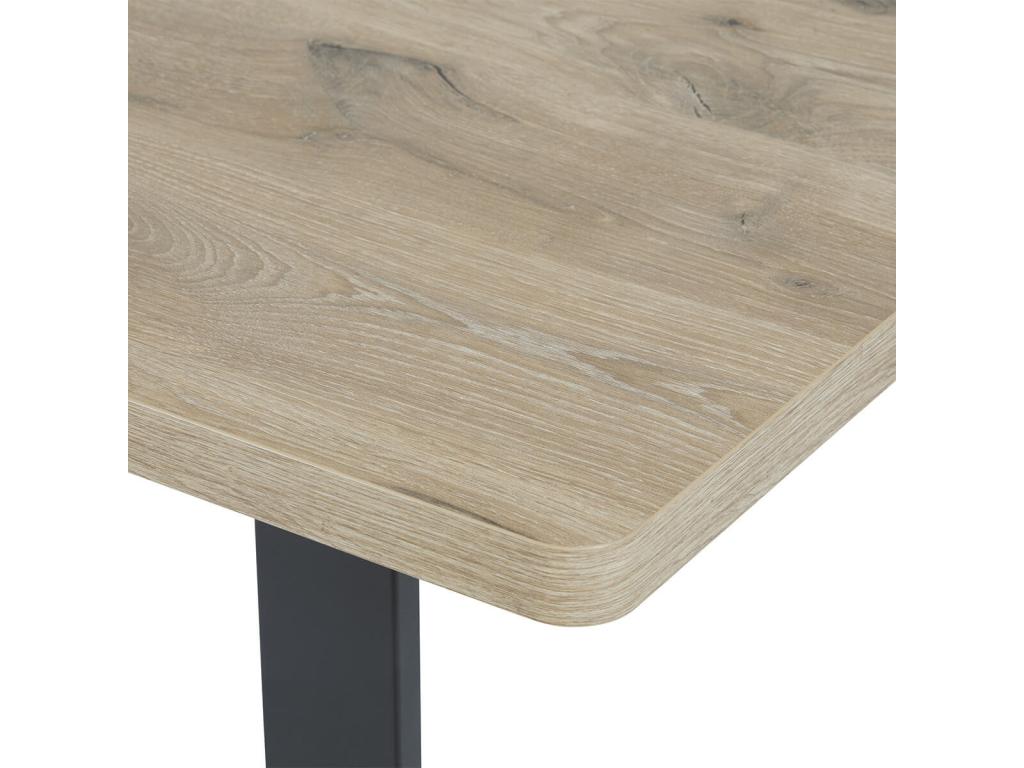 Homelumiere - Table Repas Coins Arrondis 200cm Aspect Bois Piètement X Métal Noir