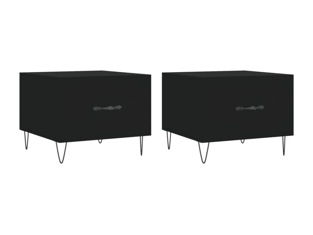 Tables basses 2 pcs noir 50x50x40 bois d'ingénierie