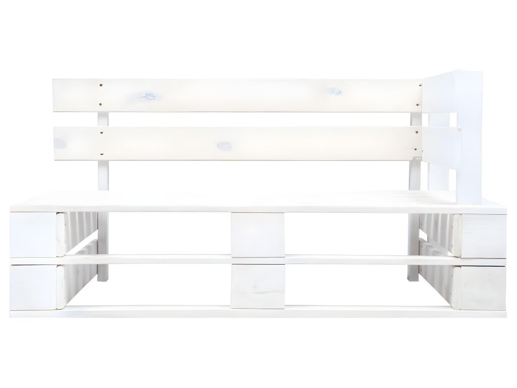 Canapé palette 2 places avec coussins Pin imprégné de blanc