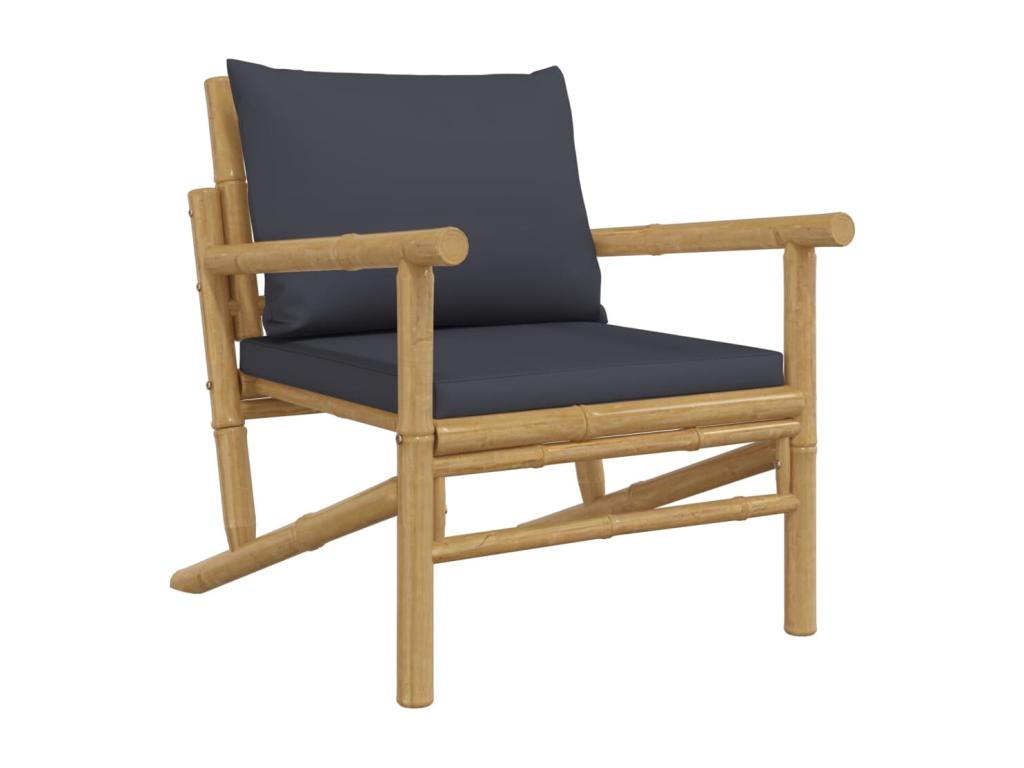 Salon de jardin 5 pièces avec coussins gris foncé Homelumiere