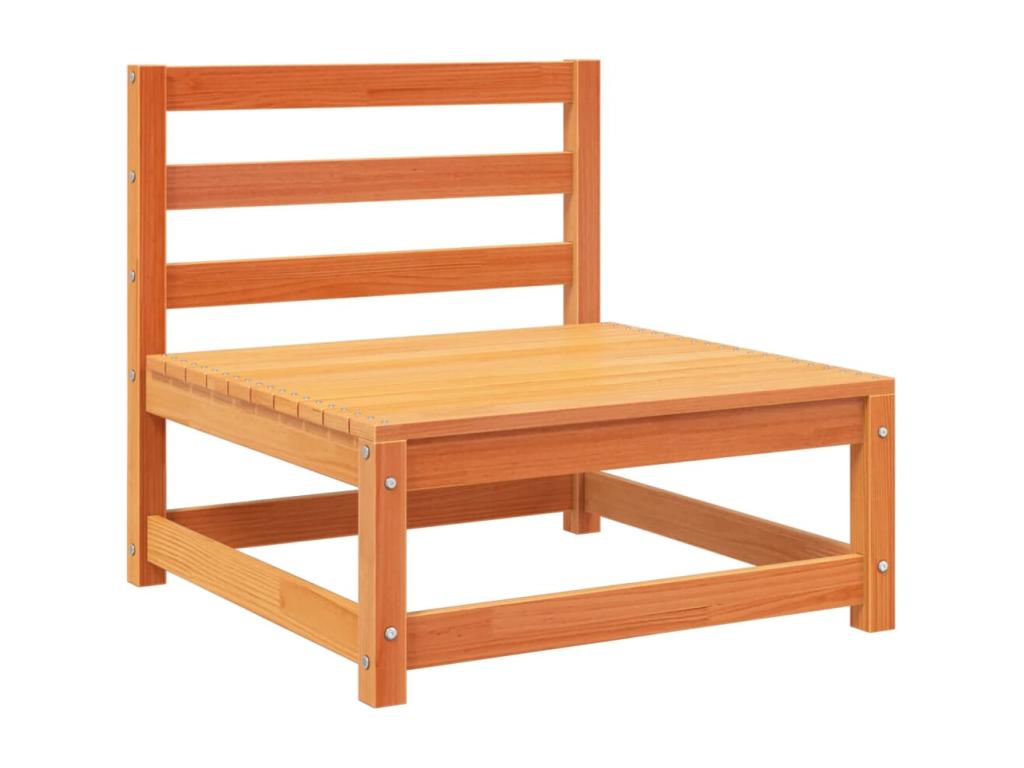 Salon de jardin 9 pcs marron cire bois de pin massif