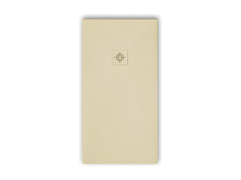 Receveur de douche 80x110 cm extra plat PURE en résine surface ardoisée beige Grille beige