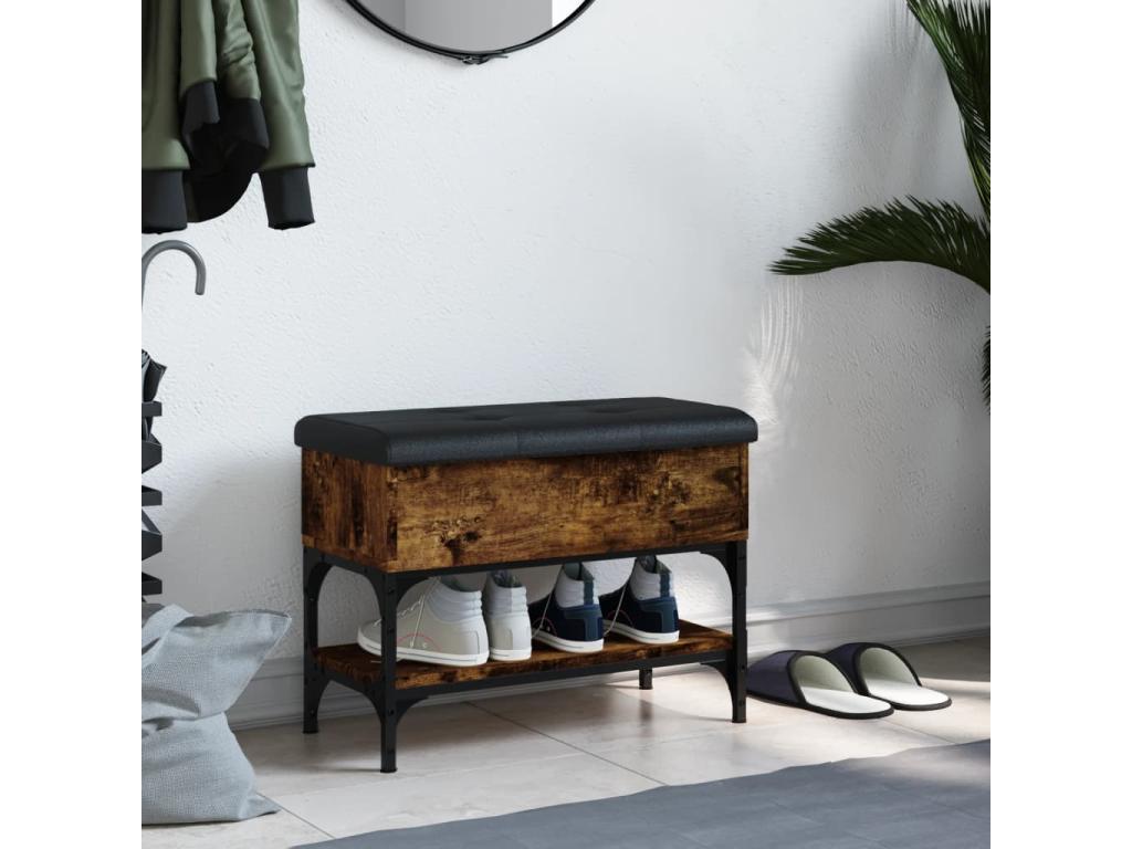 Banc à chaussures chêne fumé 62x32x45 bois d'ingénierie