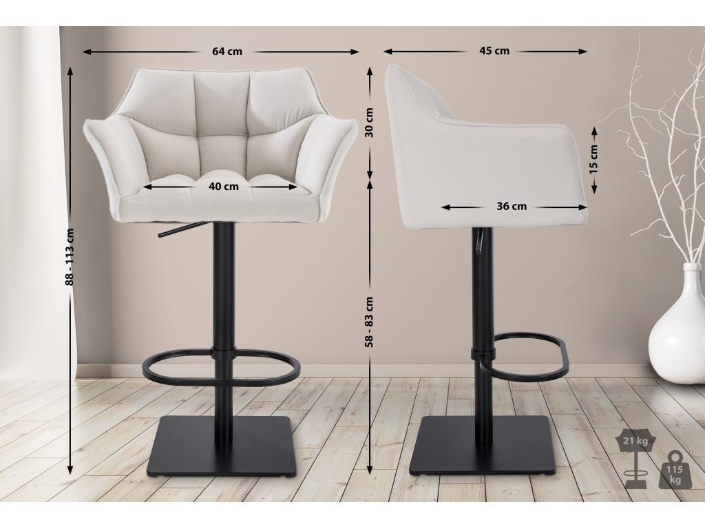 Lot de 2 Tabouret de bar - Tissu / Métal - Blanc - Homelumiere