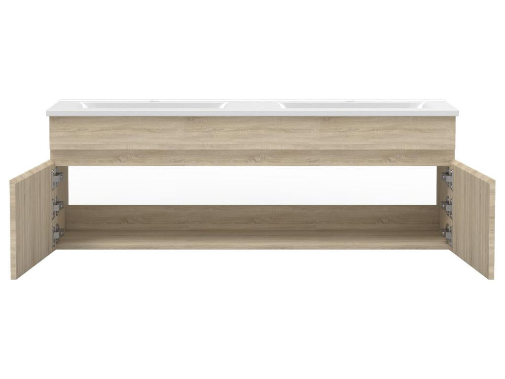 Meubles simple vasque 120cm meuble avec colonne et miroir Chêne Homelumiere