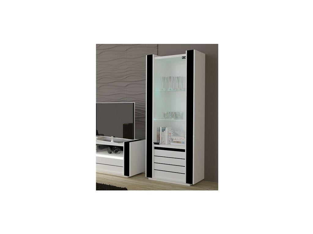 Vitrine petit modèle Homelumiere blanche et noire avec LED – 72x185x45 cm