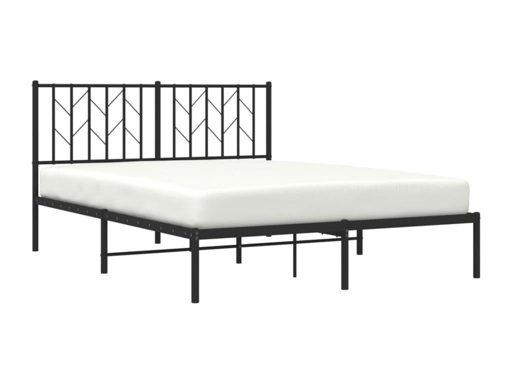 Cadre de lit métal avec tête de lit noir 135x190