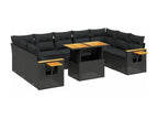 Salon de jardin 11 pièces avec coussins noir résine tressée