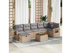 Salon de jardin avec coussins 8 pcs beige résine tressée