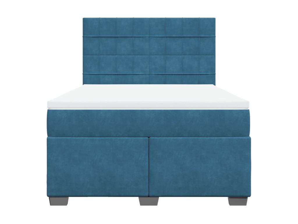 Sommier à Delimoa de lit et matelas bleu 140x200 cm velours 70587QHTG