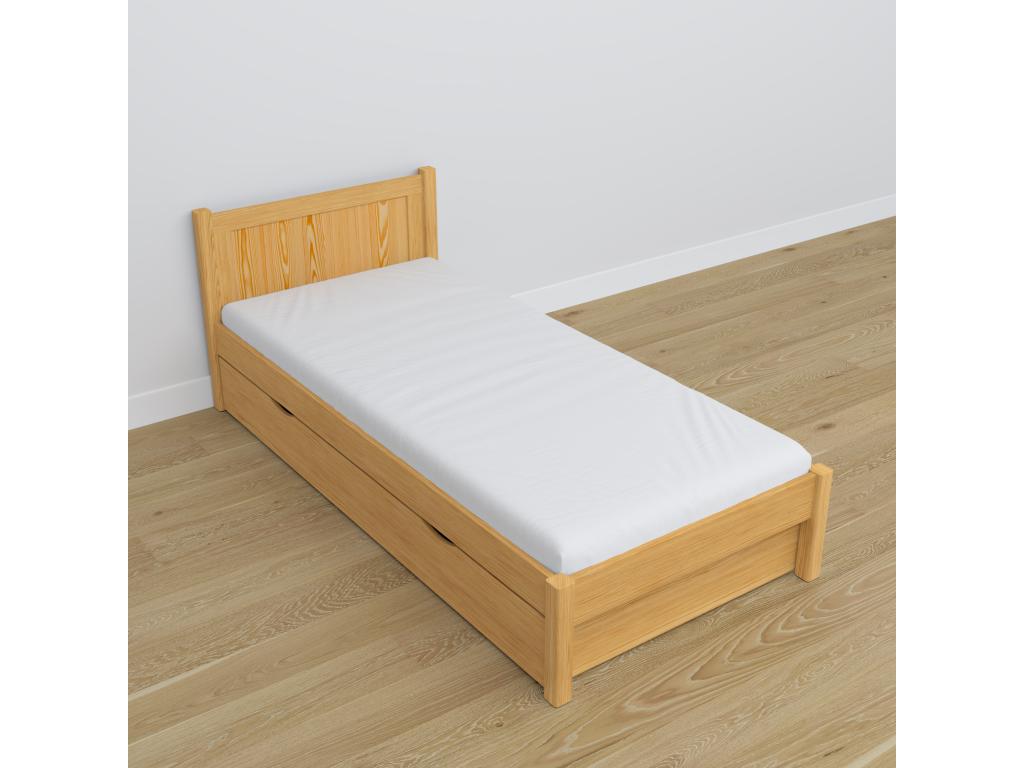 Lit simple en bois - avec tiroir N02 Pin Naturel 90x190