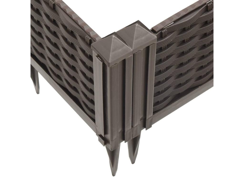 Jardinière avec piquets marron 362.5x42.5x28.5 PP