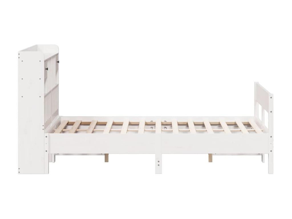 Lit bibliothèque sans matelas blanc 135x190 cm bois pin massif 35187OWLU