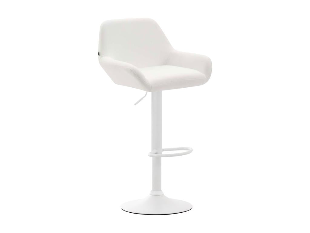 Lot de 2 Tabouret de bar - Similicuir PVC / Métal noir mat - Blanc - Homelumiere