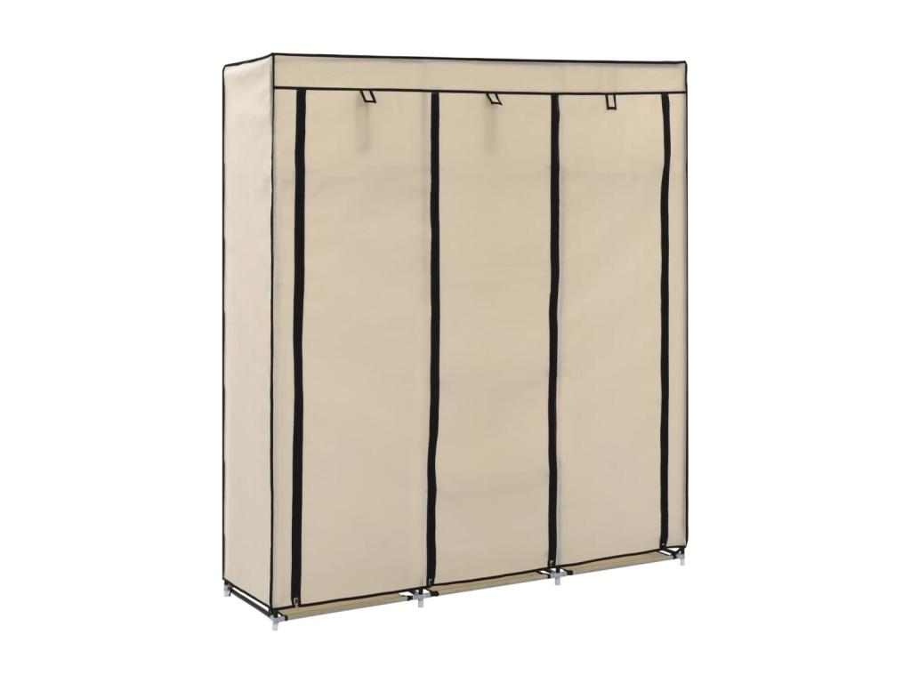 Armoire avec compartiments et barres Crème 150x45x175 cm Tissu