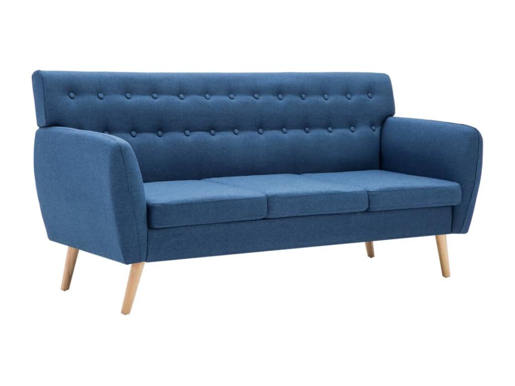 Canapé à 3 places revêtement en tissu 172x70x82 cm bleu