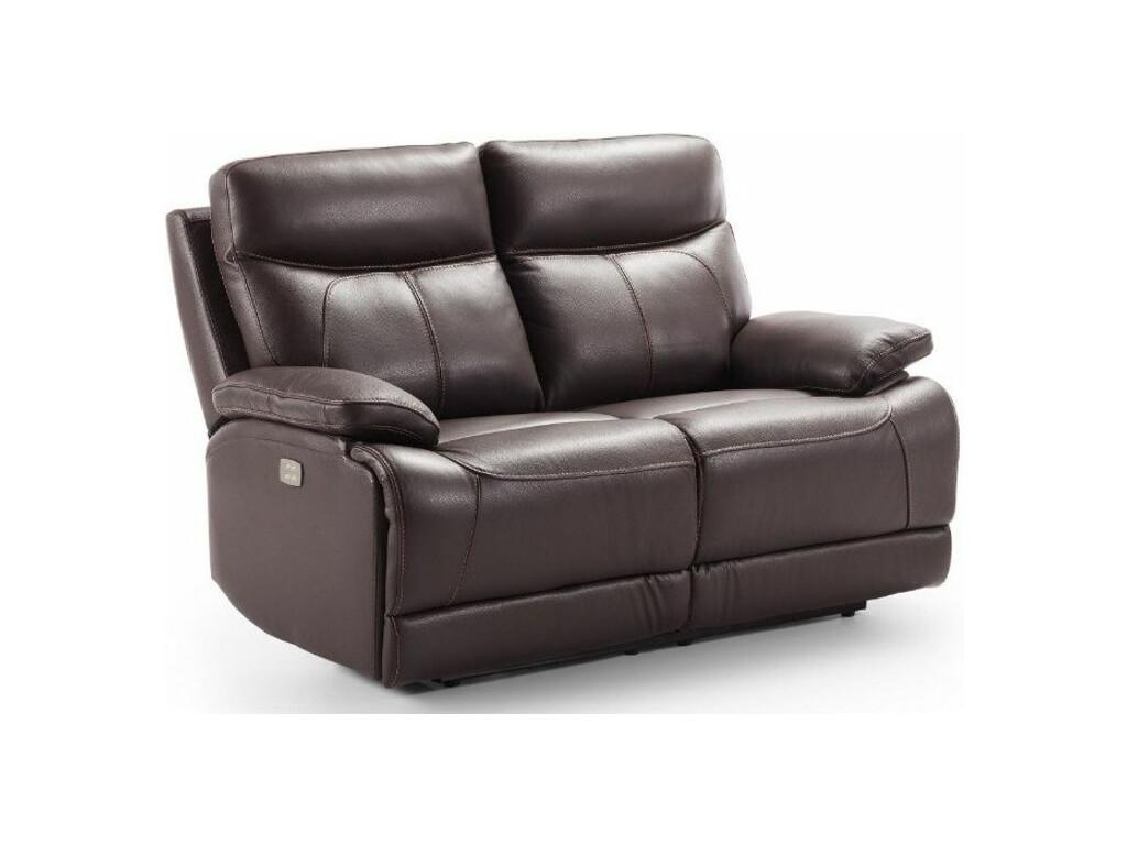 Canapé 2 places fixe cuir marron foncé Homelumiere 154cm