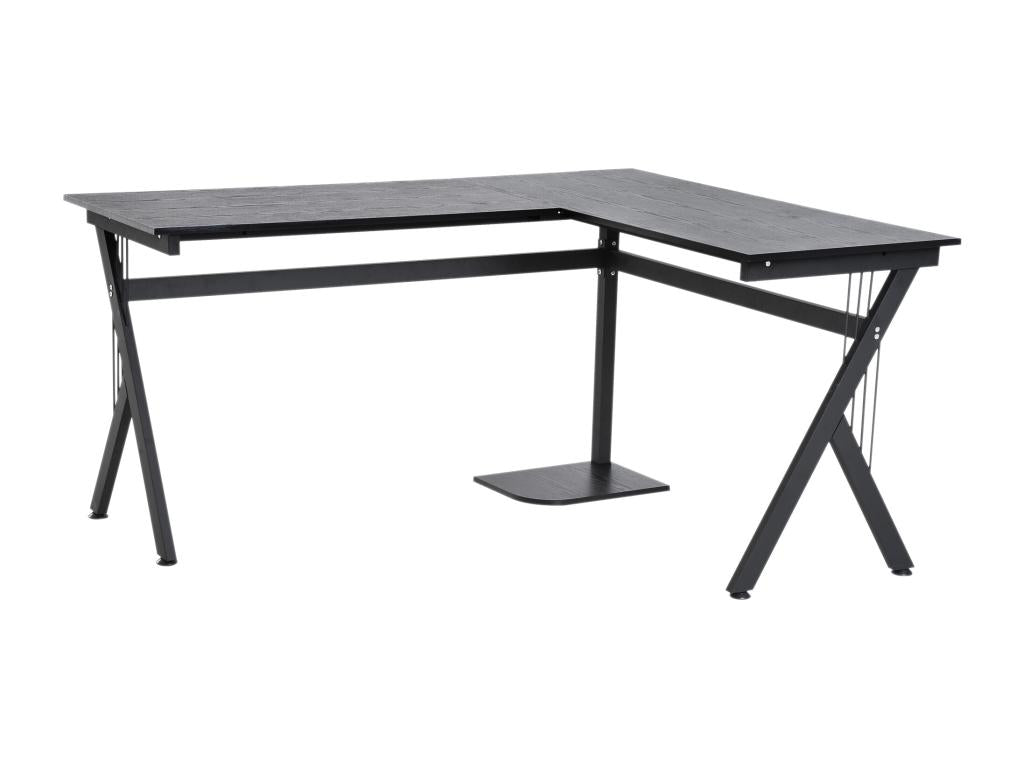 Bureau d'angle informatique design contemporain 155L x 130l x 76H cm MDF acier noir
