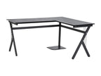 Bureau d'angle informatique design contemporain 155L x 130l x 76H cm MDF acier noir