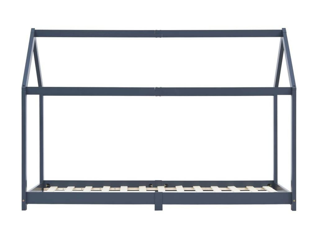 Lit cabane pin massif gris 90x200 Delimoa 63689NGWY