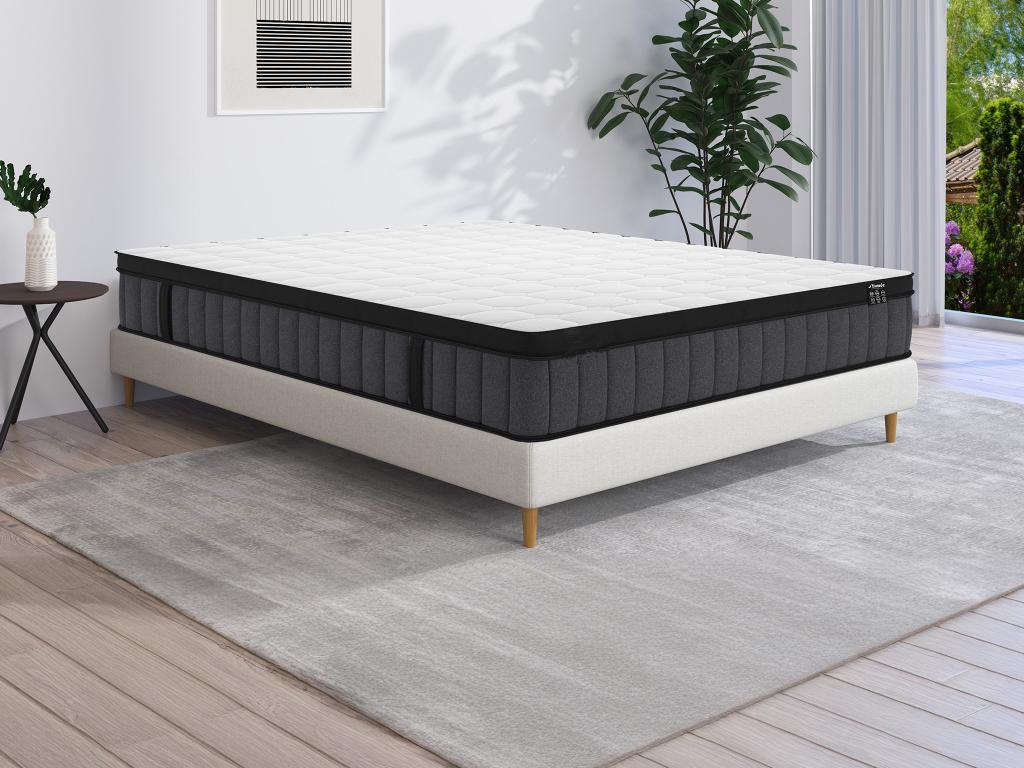 Matelas 160x200 cm hybride ressorts ensachés 7 zones et mémoire de forme rafraichissante ép.25cm - Homelumiere