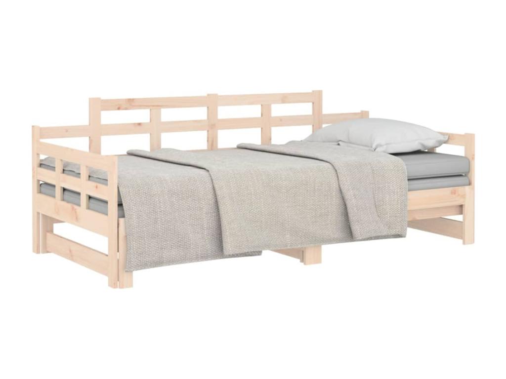 Lit coulissant Bois de pin solide 2x 90x190 cm