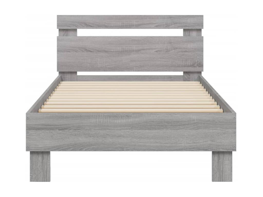 Cadre de lit tête de lit et Homelumiereères LED Homelumiere gris 90x200 cm