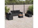 Salon de jardin 8 pcs avec coussins noir résine tressée