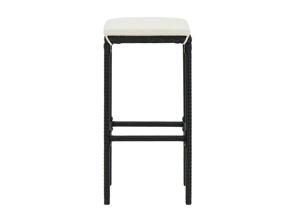 Ensemble de bar de jardin 3 pcs et coussins Résine tressée Noir