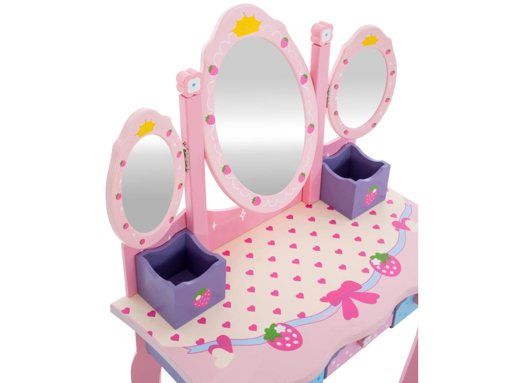 Coiffeuse - Homelumiere - Bois - 60x31cm - Rose - Homelumiere