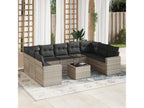 Salon de jardin avec coussins 10 pcs gris clair résine tressée