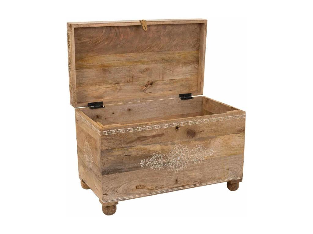 Banc en bois peint à la main avec coussin marron 72x40.5x47